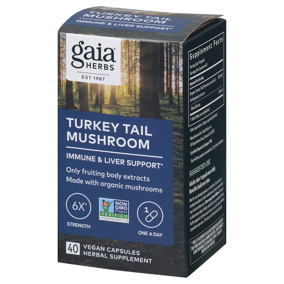 slide 13 of 13, Gaia Herbs Turkey Tail Mushroom 40 Vegan Capsules, 40 ct
