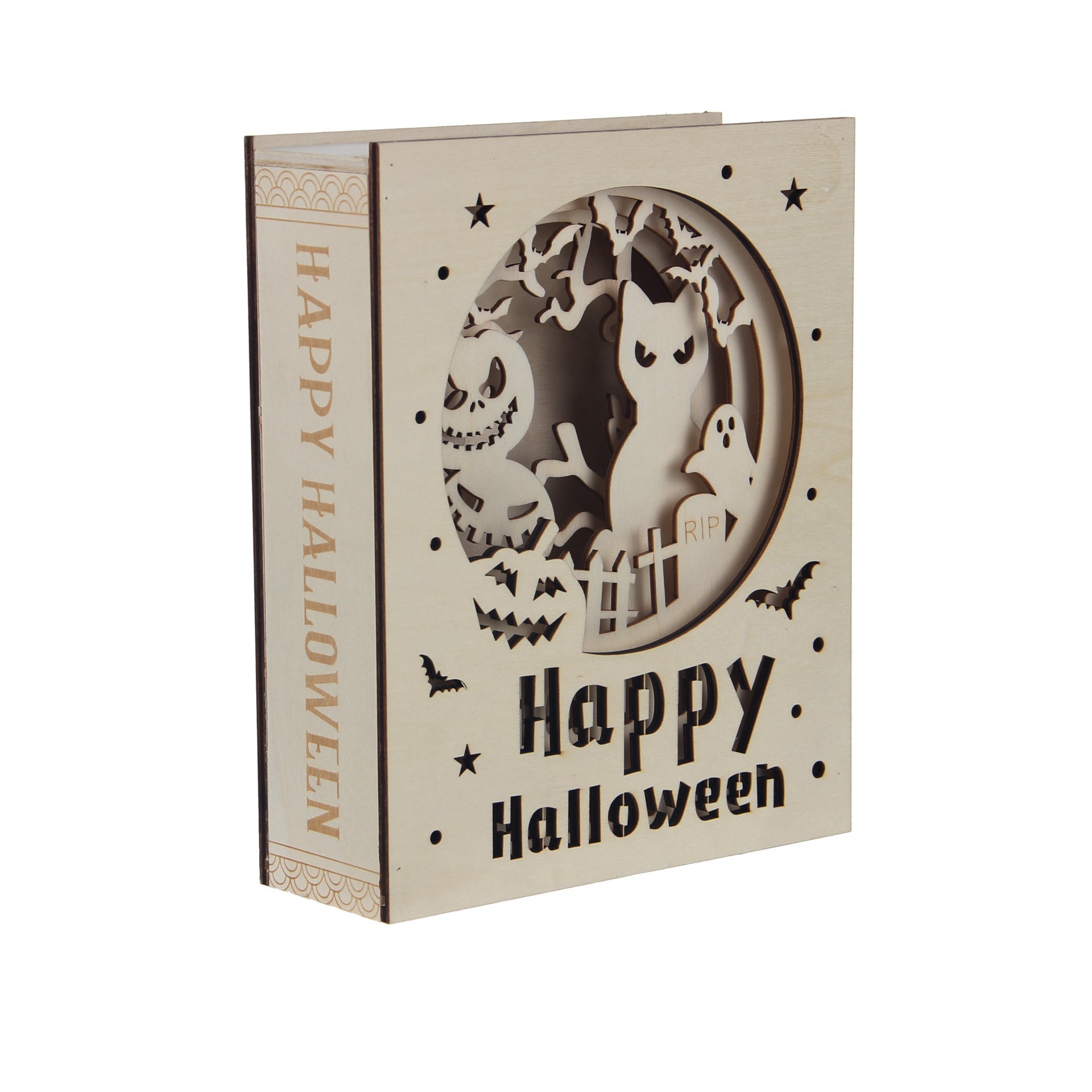 slide 2 of 4, 8.5" Happy Halloween Book Diy Led Decor By Make Market, 8.5 in