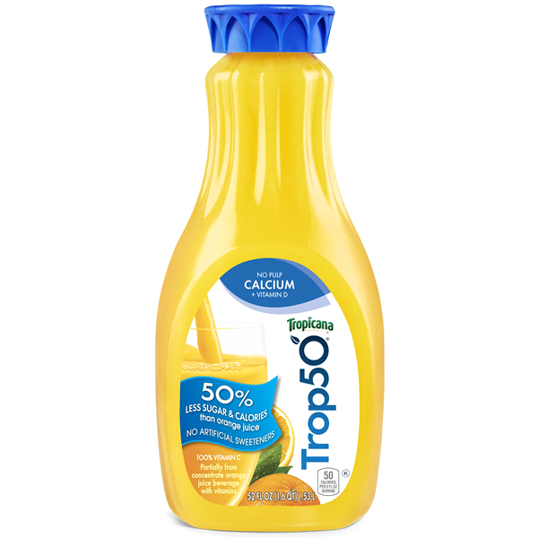 slide 1 of 1, Tropicana Trop50 Orange Juice No Pulp With Calcium - 52 oz, 52 oz