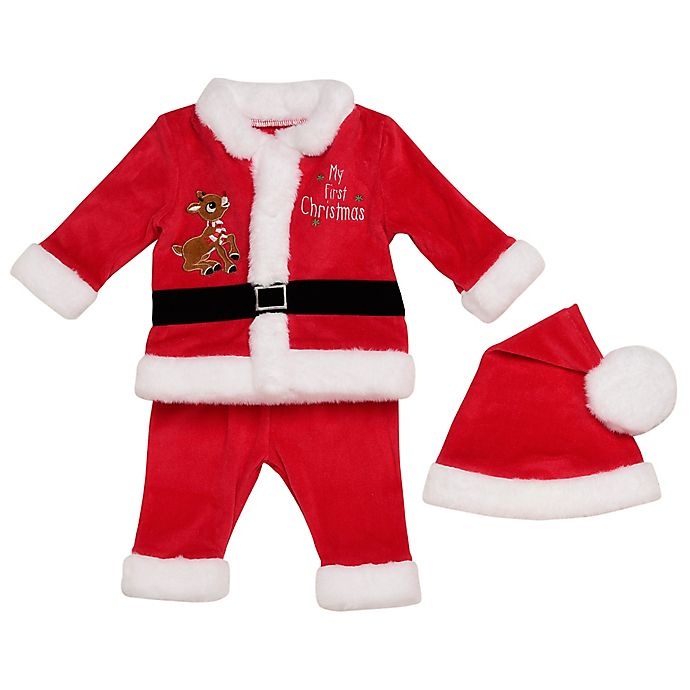slide 1 of 1, Baby Starters Newborn Rudolph Santa Suit - Red, 3 ct