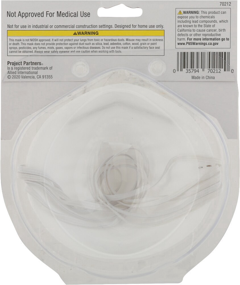 slide 2 of 2, Allied Project Partners Dust Masks - 5 Pack, One Size