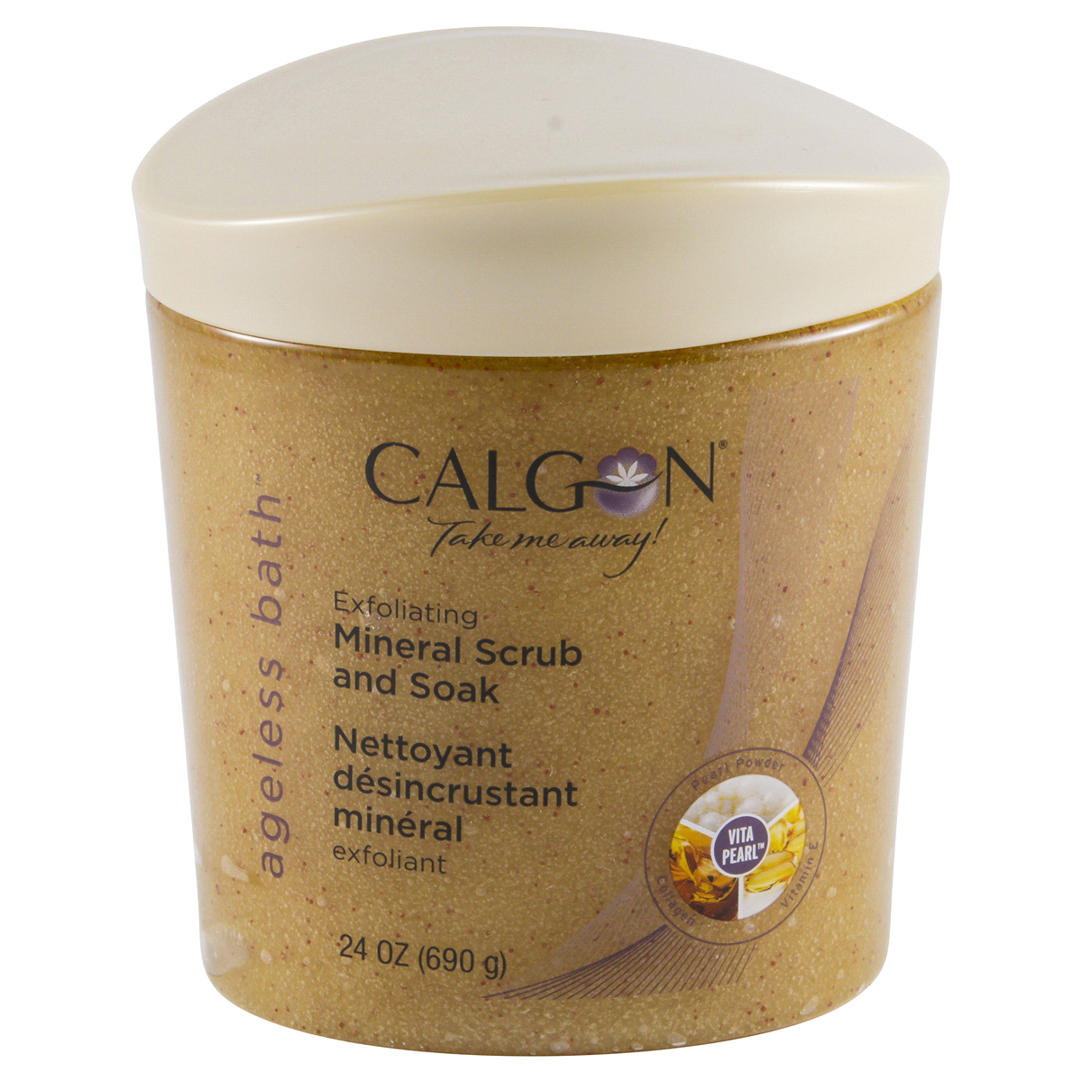 slide 1 of 1, Calgon Ageless Bath Exfoliating Mineral Scrub And Soak For Smoother Skin, 24 oz