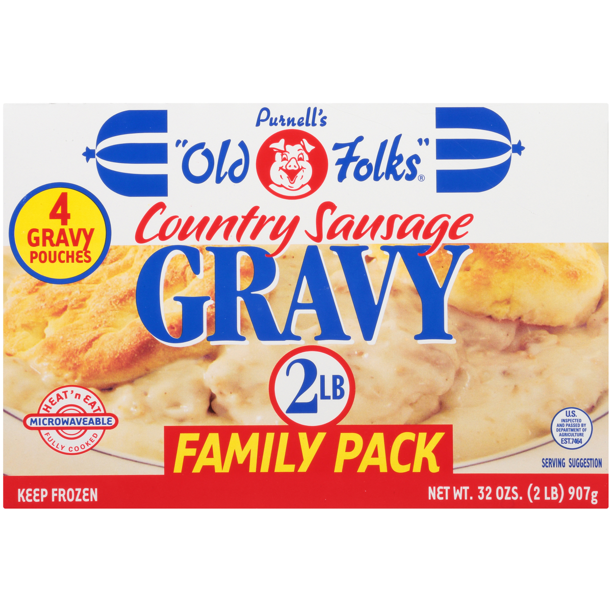 slide 1 of 2, PURNELLS OLD FOLKS Purnell's "old Folks" Country Sausage Gravy 4 Ct Family Pack 32 Oz., 4 ct; 32 oz