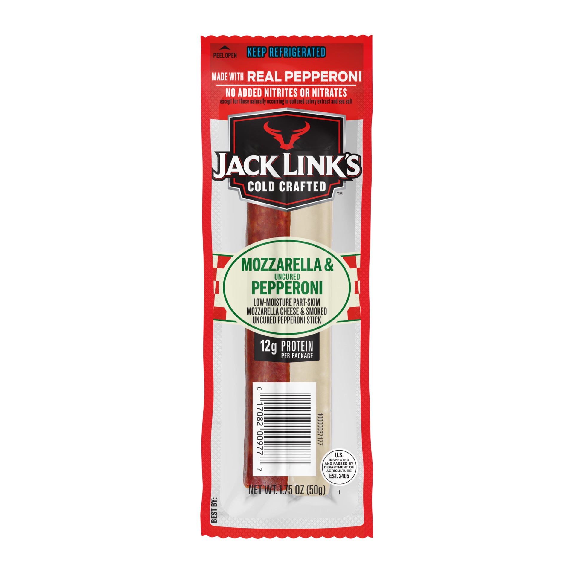 slide 1 of 9, Jack Link's String Cheese and Pepperoni Beef and Pork Refrigerated Combo, 1.75 ounce, 1.75 oz