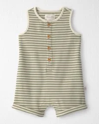 Littleplanet Baby Organic Cotton Waffle Knit in Stripes - Green Stripes - 9m