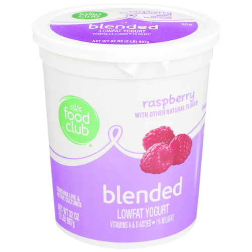 slide 1 of 1, Food Club Raspberry Blended Lowfat Yogurt, 32 oz