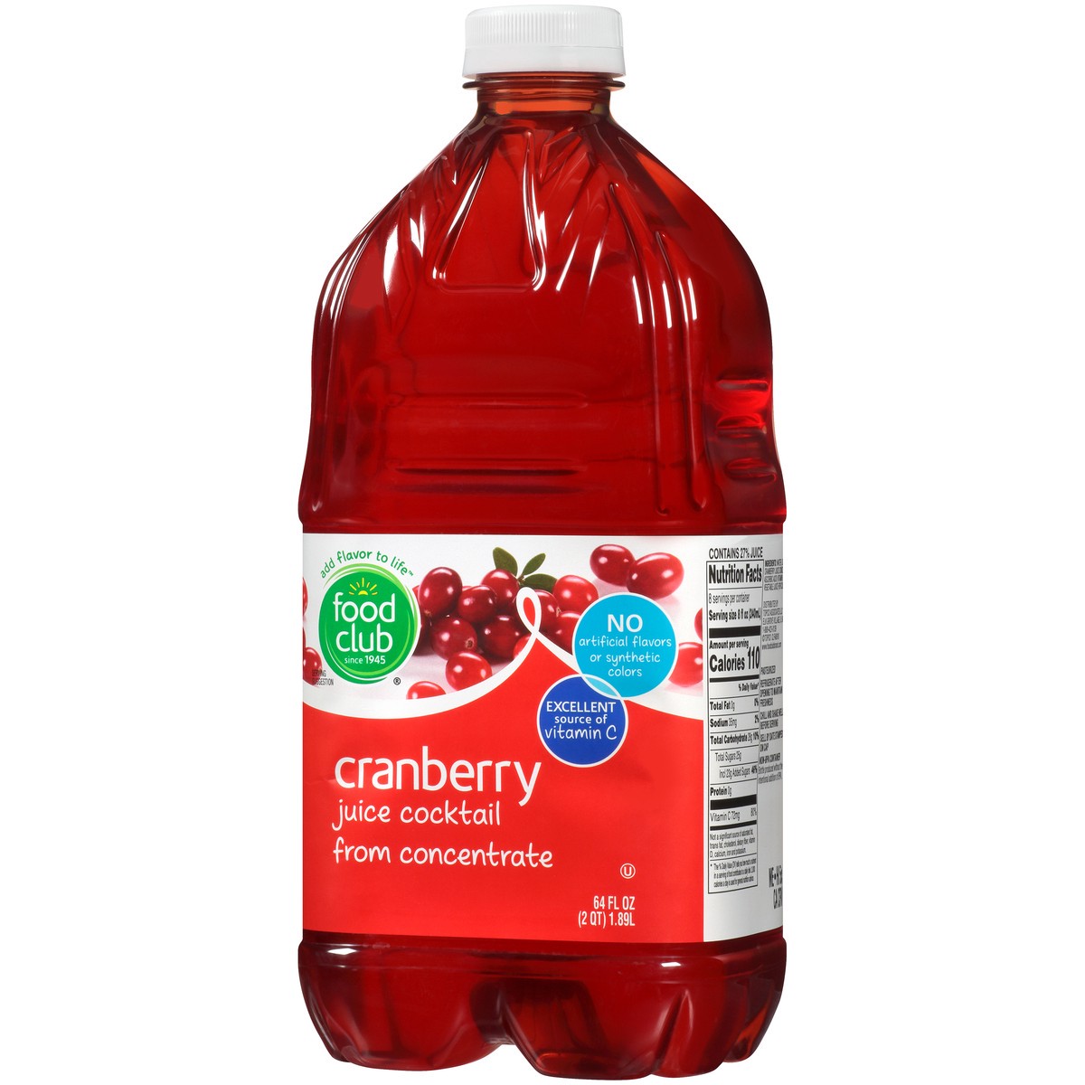 slide 2 of 8, Food Club Cranberry Juice Cocktail - 64 fl oz, 64 fl oz