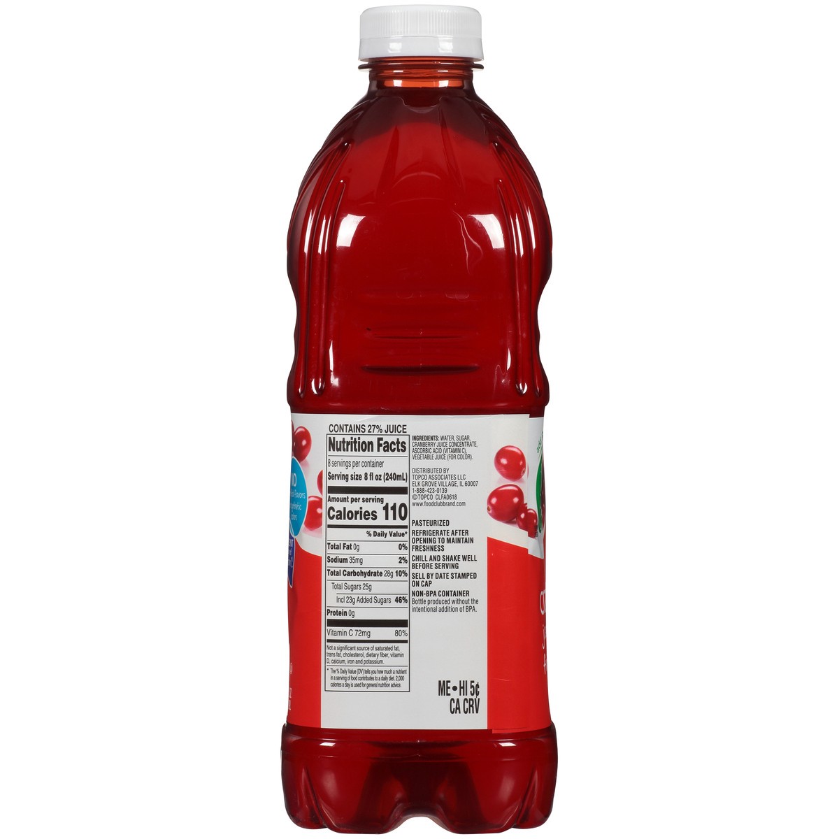 slide 5 of 8, Food Club Cranberry Juice Cocktail - 64 fl oz, 64 fl oz