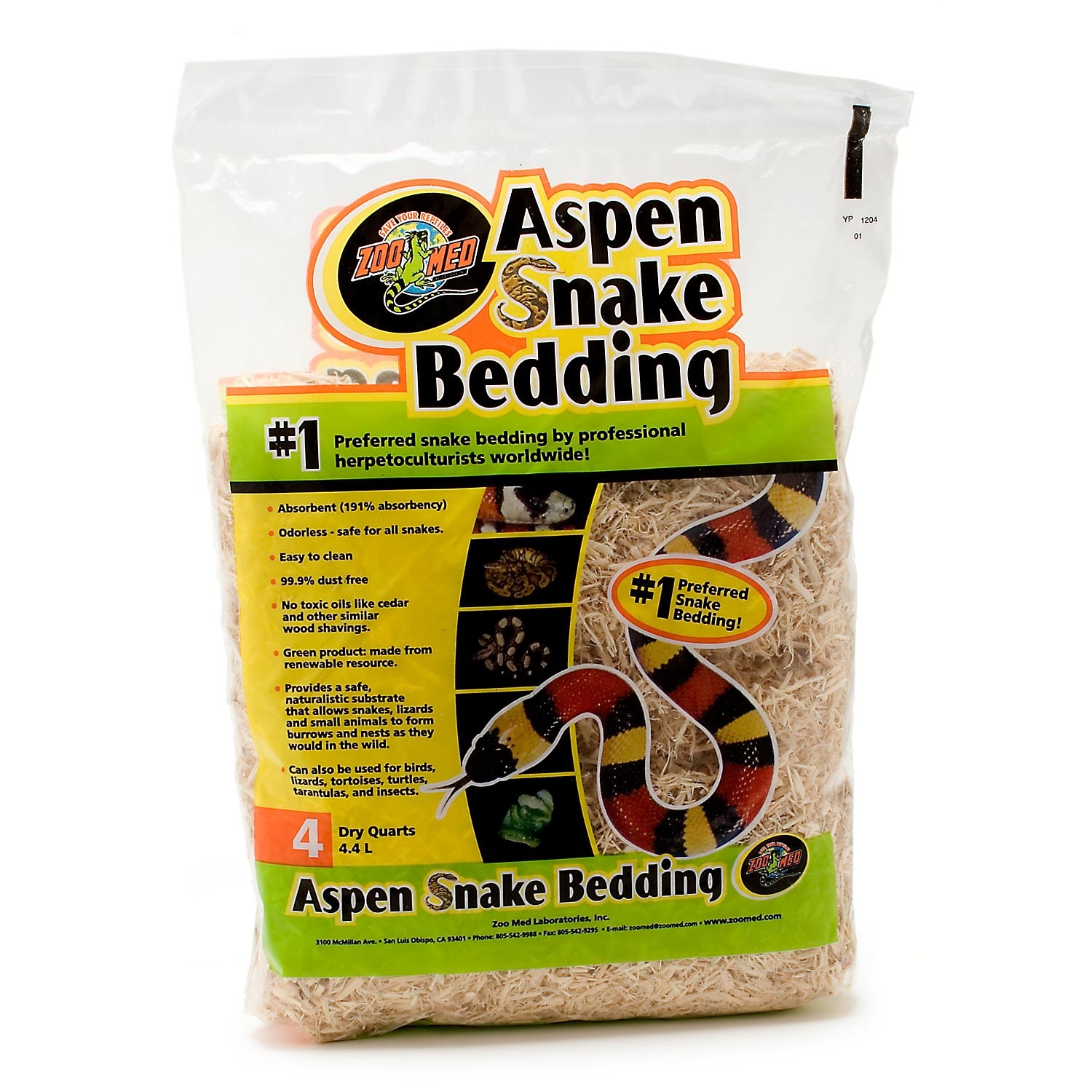 slide 1 of 1, Zoo Med Aspen Snake Bedding, 4 qt