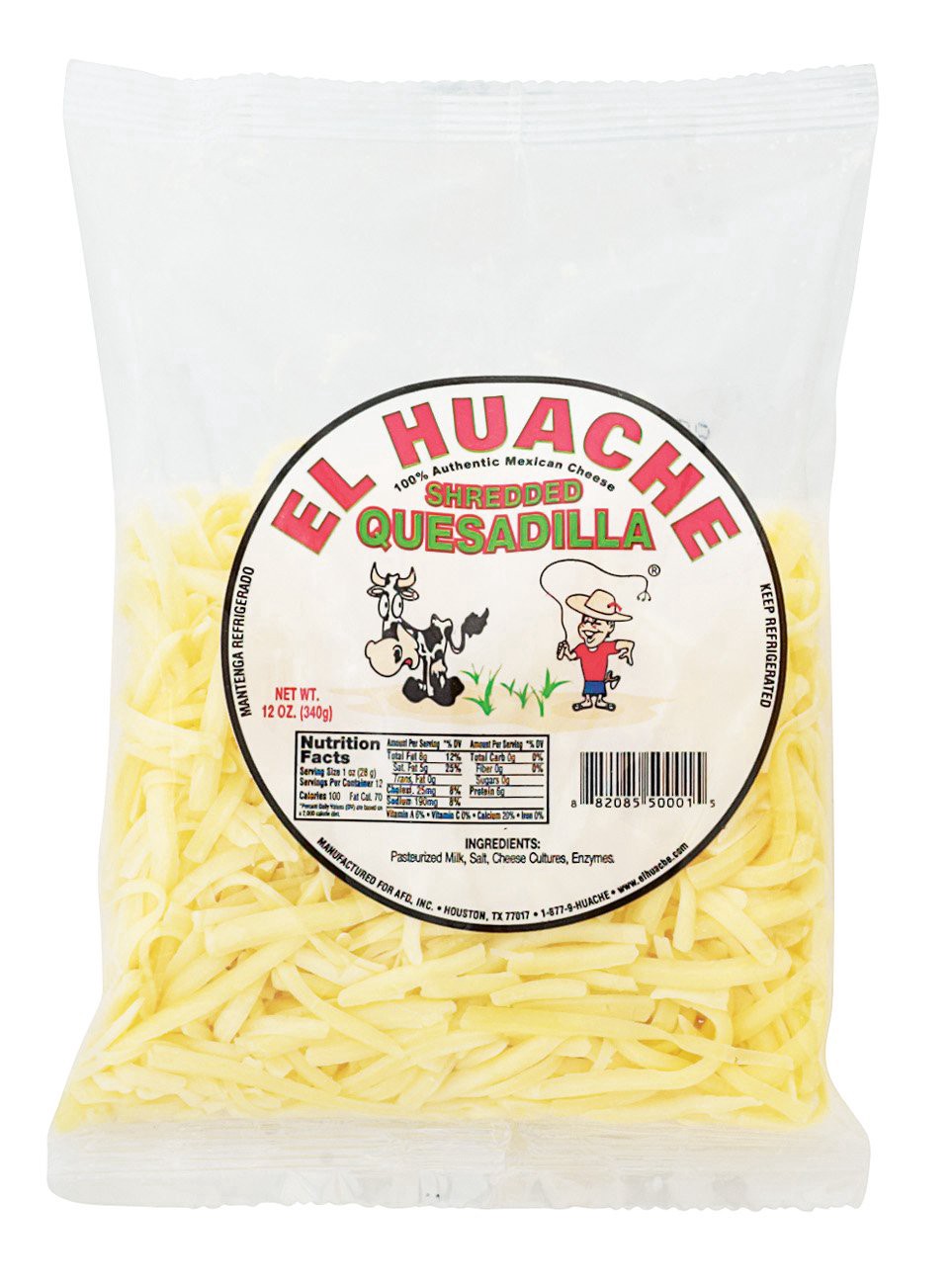 slide 1 of 1, El Huache Quesdilla Shredded Cheese, 12 oz