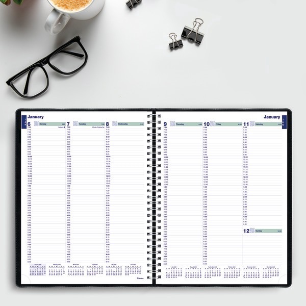 slide 2 of 5, 2025 Blueline Plan & Link Weekly Appointment Planner, 11"" X 9-1/16"", 50% Recycled, Black, January To December, 1 ct