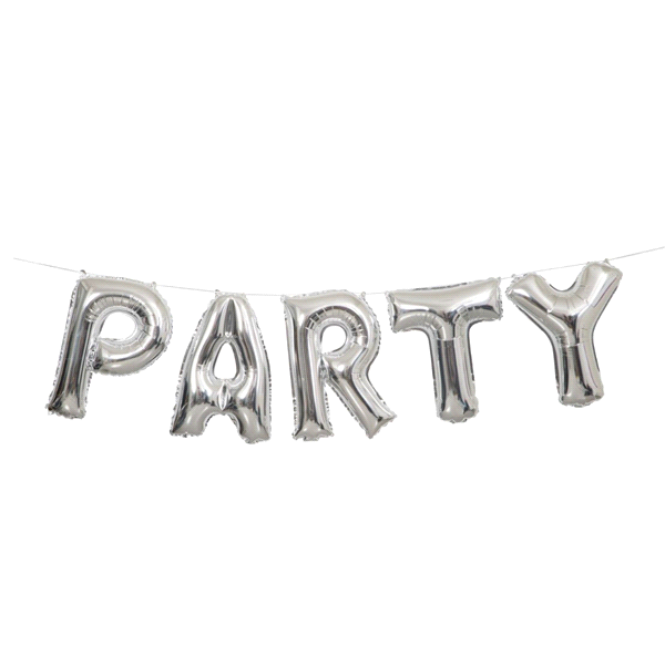 slide 1 of 1, Unique Industries Silver Party Balloon Banner Kit, 1 ct