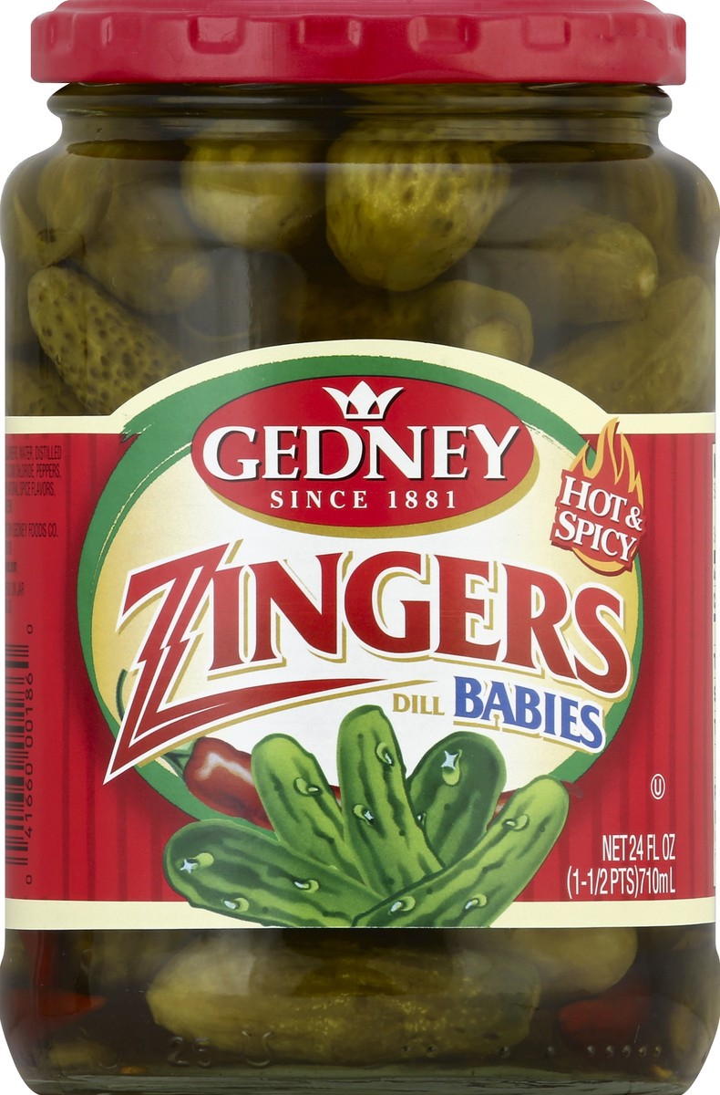 slide 2 of 2, Gedney Hot & Spicy ZinGers Dill Babies, 24 oz