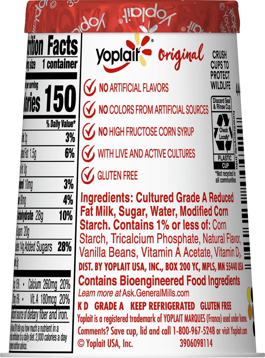 slide 10 of 10, Yoplait Original Cookies 'N Cream Yogurt, 6 oz