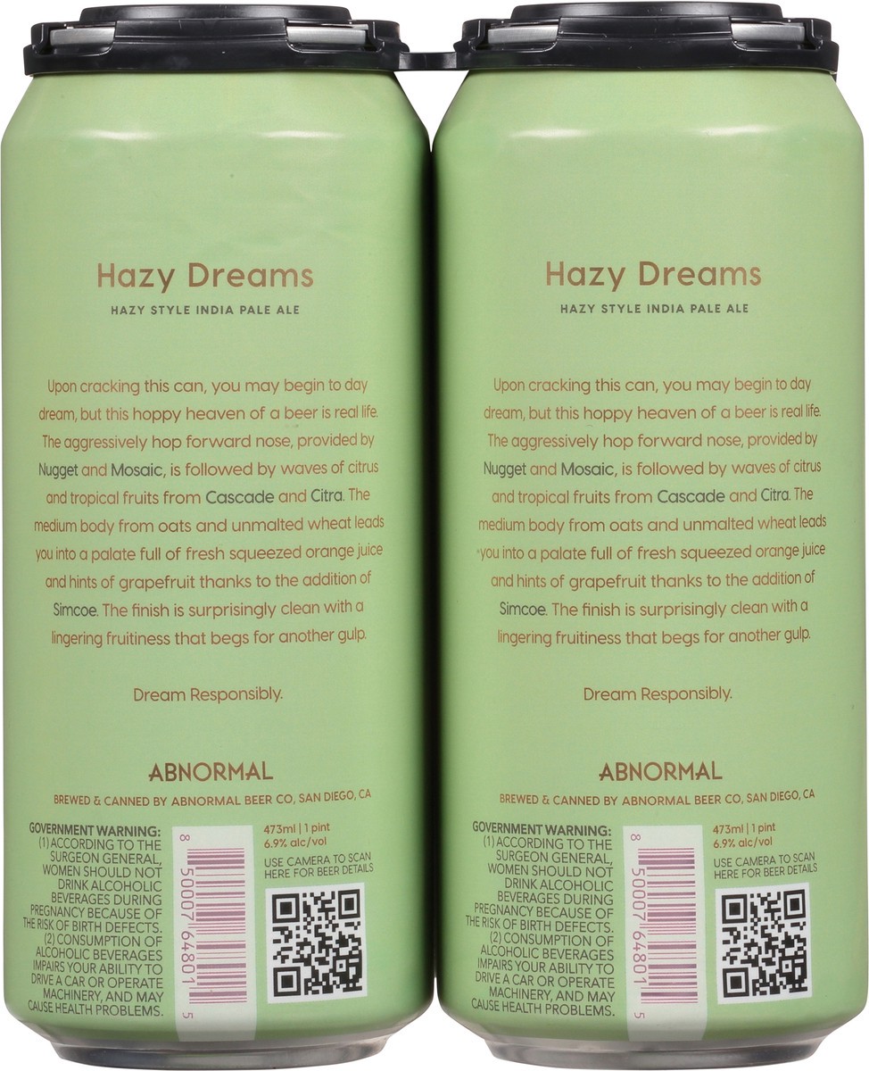 slide 3 of 9, Abnormal Hazy Style IPA Hazy Dreams Beer 4 - 473 ml Cans, 4 ct
