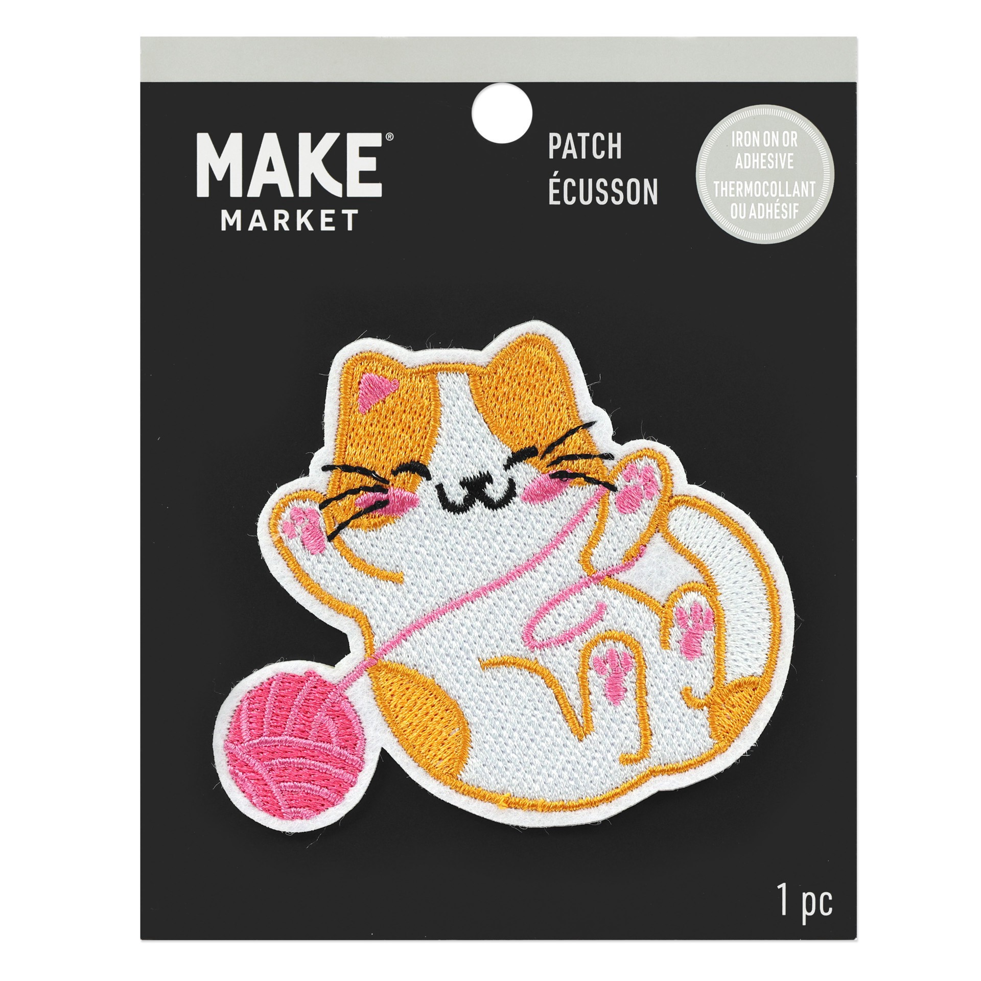 slide 3 of 4, Iron-On & Adhesive Cat Embroidered Patch By Make Market, 3.23 in x 3.83 in