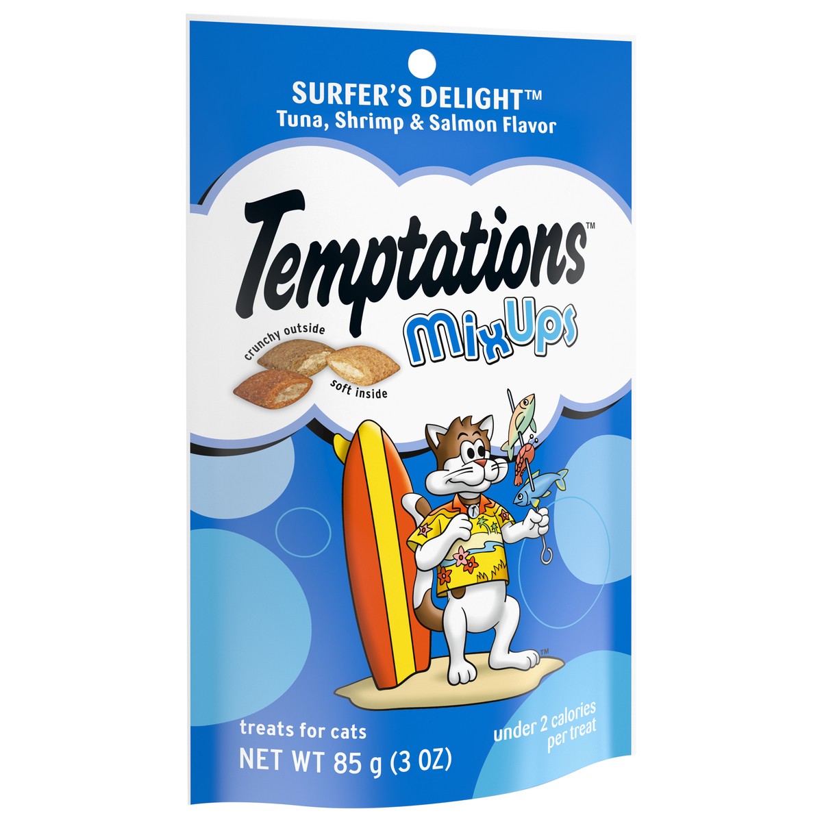 slide 2 of 9, Temptations Surfer's Delight Mix Ups Tuna, Shrimp & Salmon Flavor Cat Treats 3 oz, 3 oz
