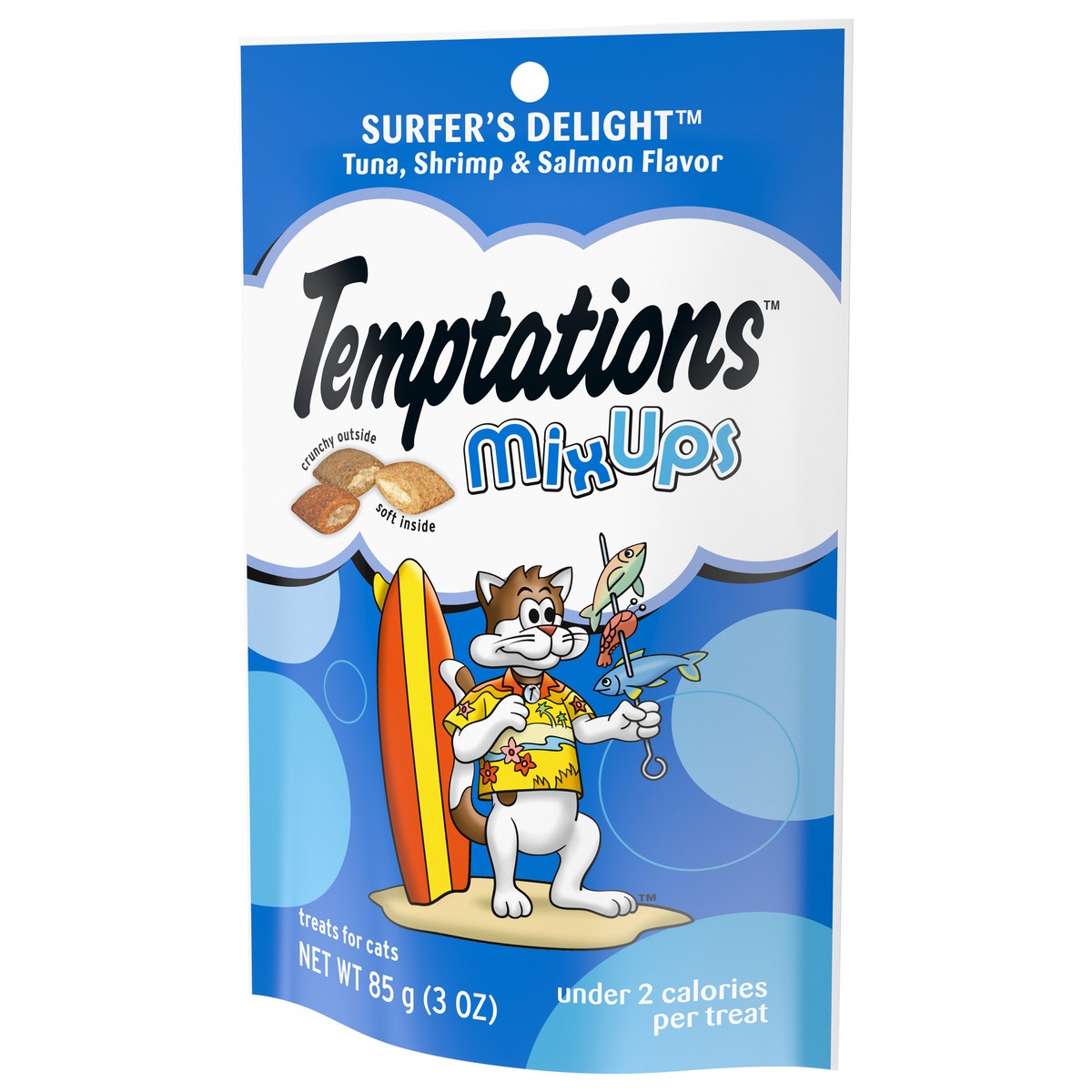 slide 3 of 9, Temptations Surfer's Delight Mix Ups Tuna, Shrimp & Salmon Flavor Cat Treats 3 oz, 3 oz