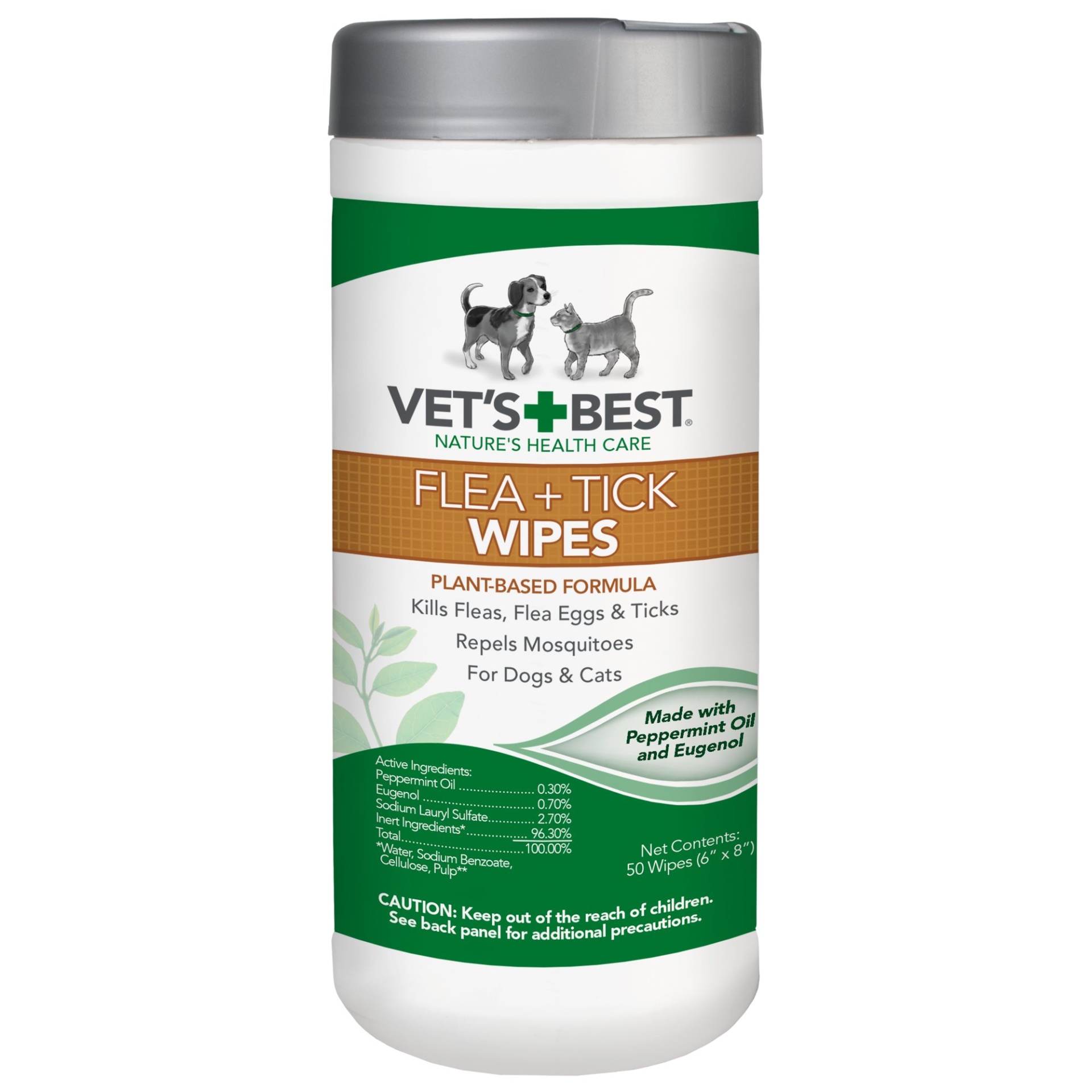 slide 1 of 1, Vet's Best 50 Count Flea + Tick Wipes, 50 ct