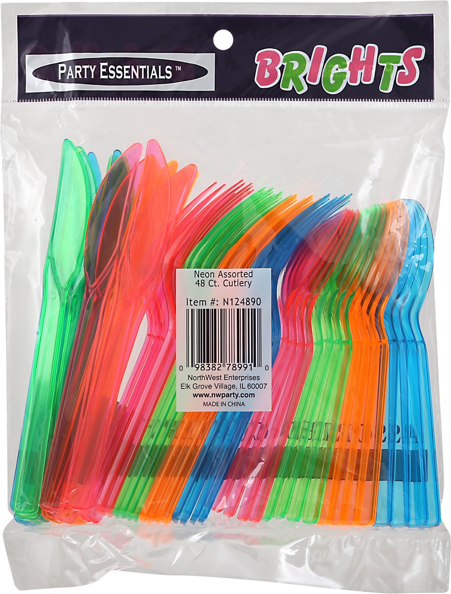 slide 2 of 6, Party Essentials Brights Plastic Cutlery, Assorted Neon, 1 ct