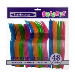 Party Essentials Brights Plastic Cutlery, Assorted Neon