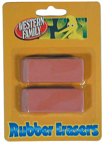 slide 1 of 1, Western Family Pink Eraser, 2 ct