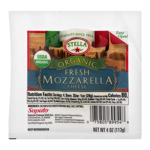 slide 1 of 1, Stella Organic Fresh Mozzarella Cheese, 4 oz