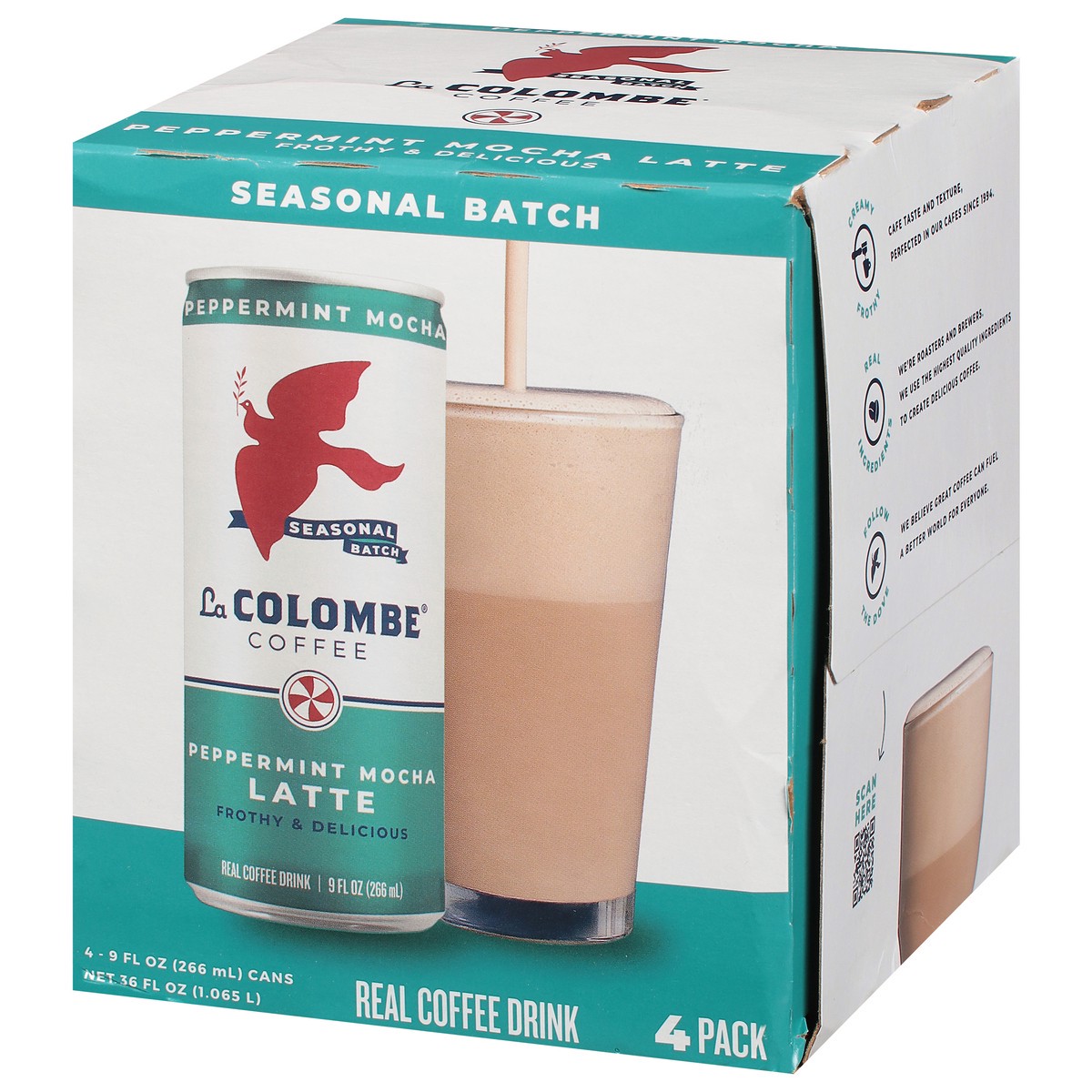 slide 6 of 9, La Colombe Coffee, Peppermint Mocha Latte, 9 fl oz Cans, 4 Pack, 4 ct