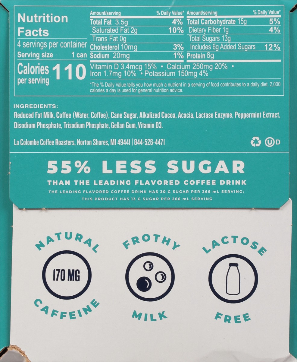 slide 7 of 9, La Colombe Coffee, Peppermint Mocha Latte, 9 fl oz Cans, 4 Pack, 4 ct