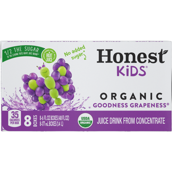 slide 1 of 1, Honest Kids Organic Goodness Grapeness Juice Drink - 8 ct, 8 ct