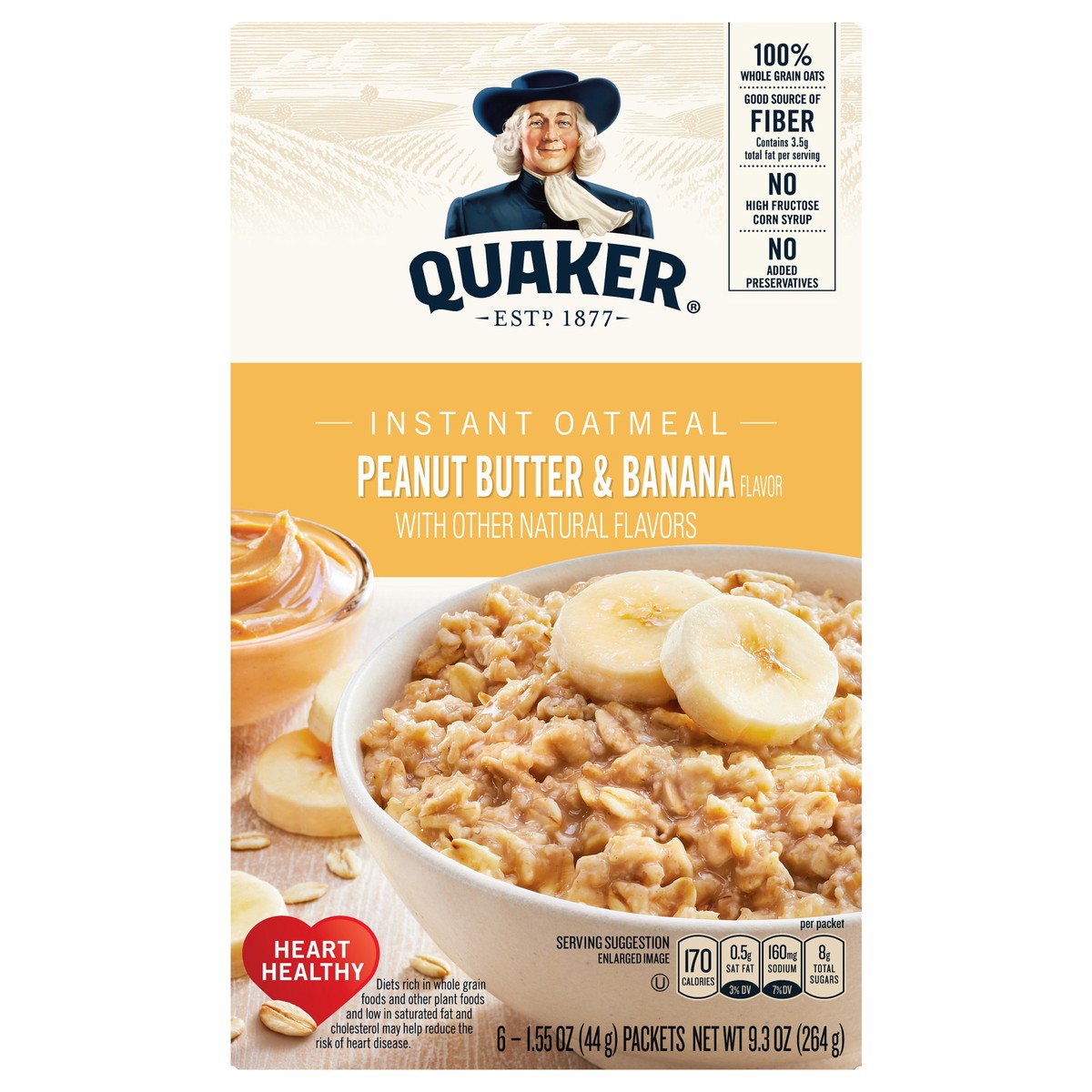 slide 1 of 6, Quaker Peanut Butter & Banana Instant Oats, 6 ct; 1.55 oz