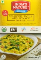 slide 1 of 1, India's Nature Organics Seasoned Lentils With Spinach, 10.5 oz