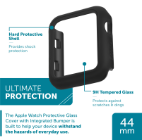 slide 14 of 16, WITHit Black Full Protection Bumper with Integrated Glass 44mm Apple Watch, 1 ct