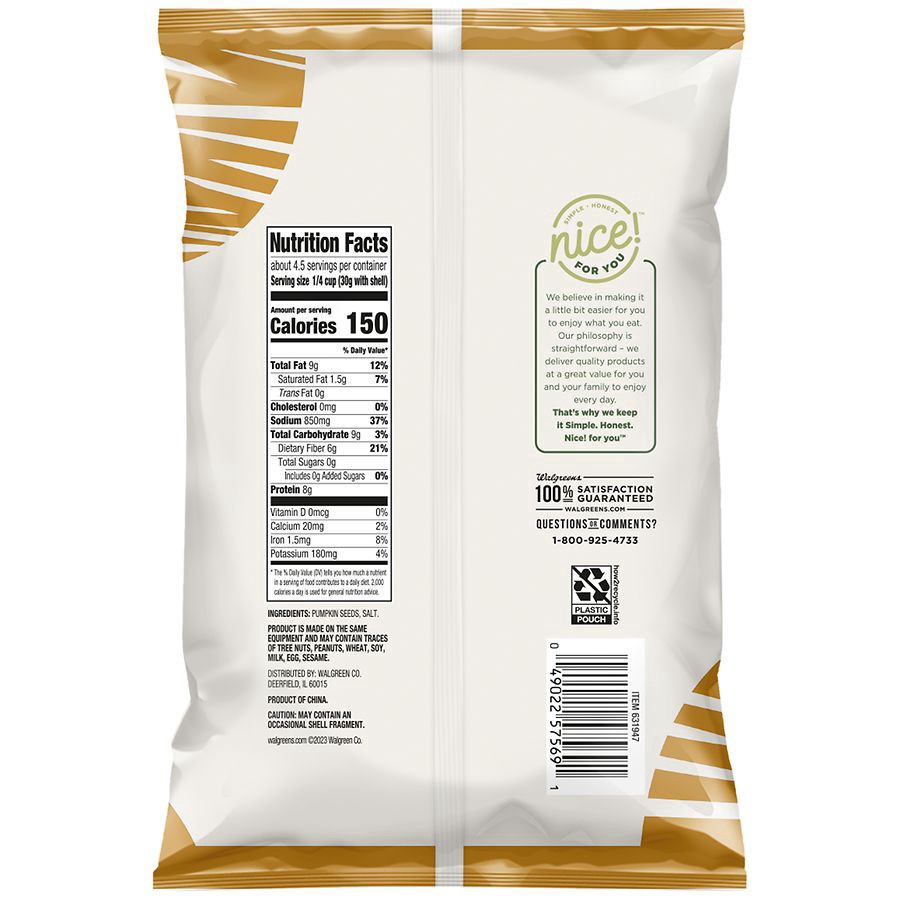 slide 4 of 5, Nice! Dry Roasted & Salted Pumpkin Seeds, 5 oz