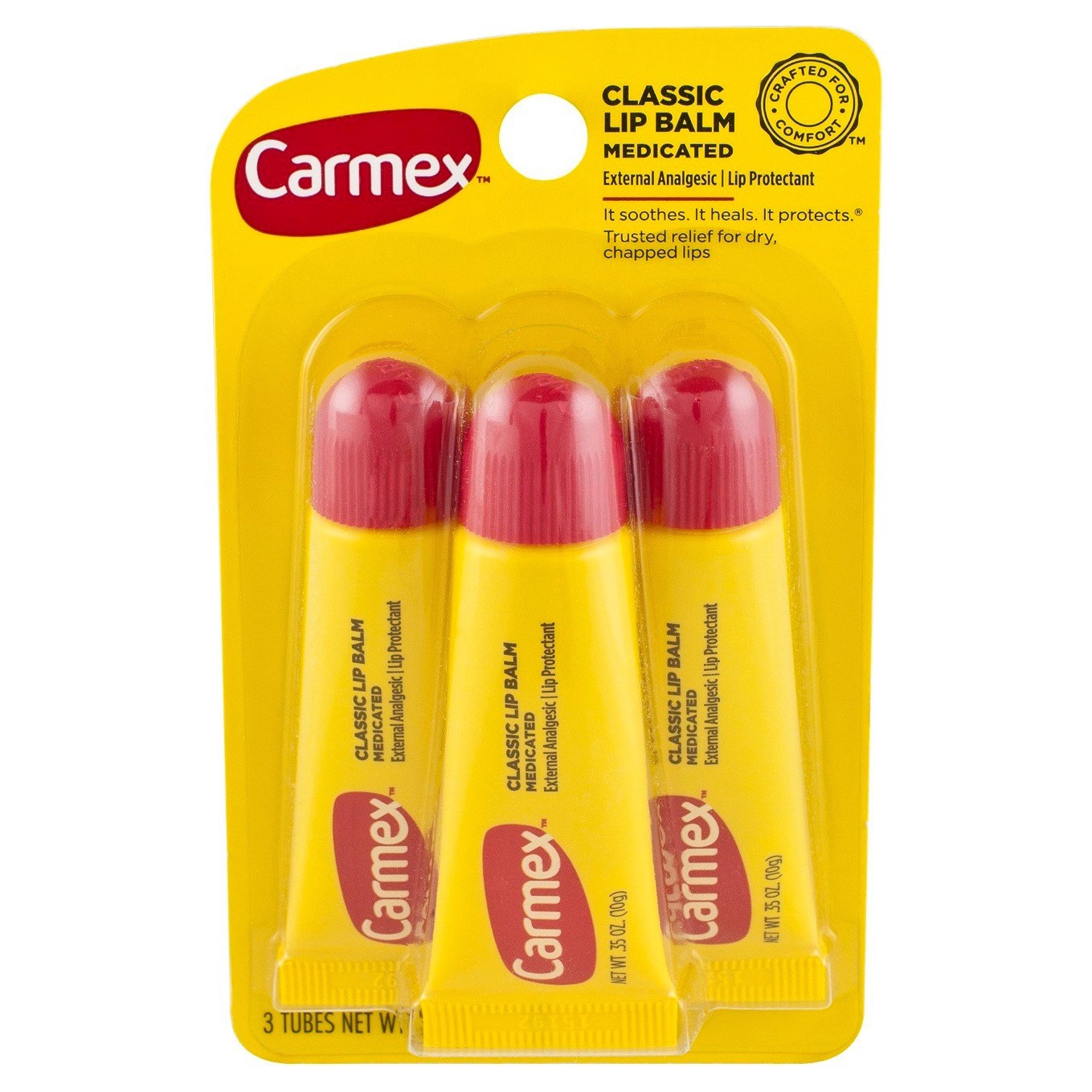 slide 1 of 3, Carmex Medicated Classic Lip Balm 3 - 0.35 oz Tubes, 3 ct