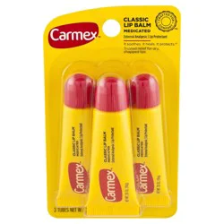Carmex Classic Medicated Lip Balm 3 - 0.35 oz Tubes