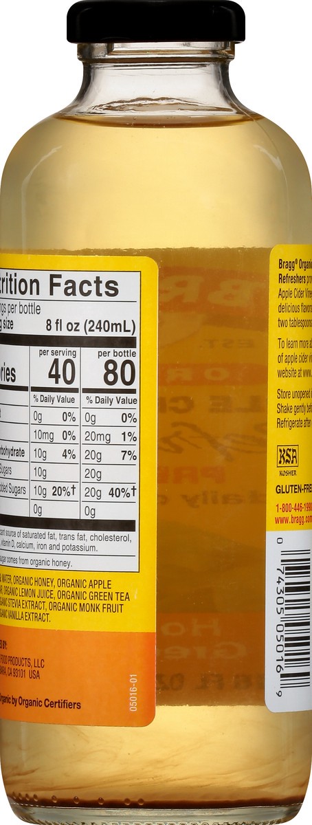 slide 7 of 9, Bragg Refreshers Organic Honey & Green Tea Apple Cider Vinegar Beverage 16 fl oz, 16 fl oz