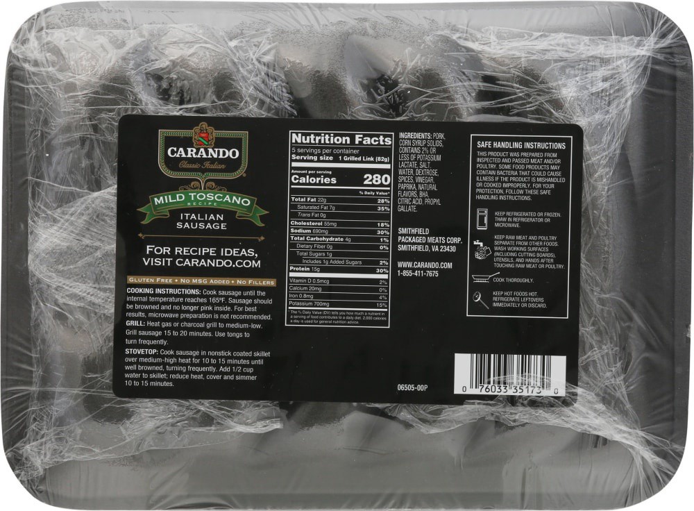 slide 2 of 2, Carando Mild Toscano Italian Sausage 19 oz, 19 oz