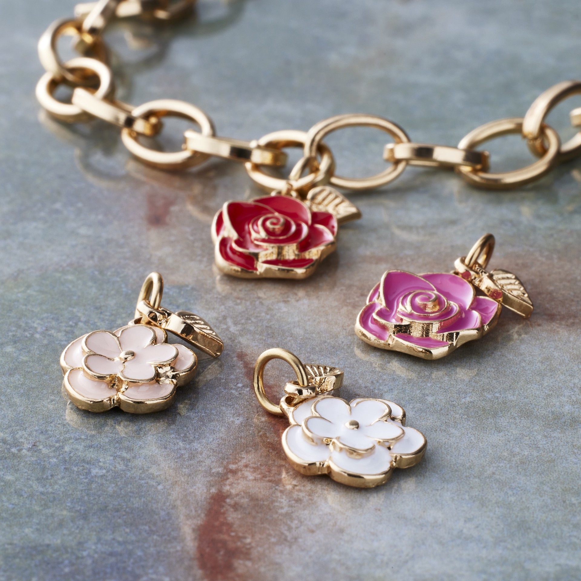 slide 2 of 3, Enamel 3d Flower Charm Mix By Bead Landing, 17.9mm x 11.85mm charm size