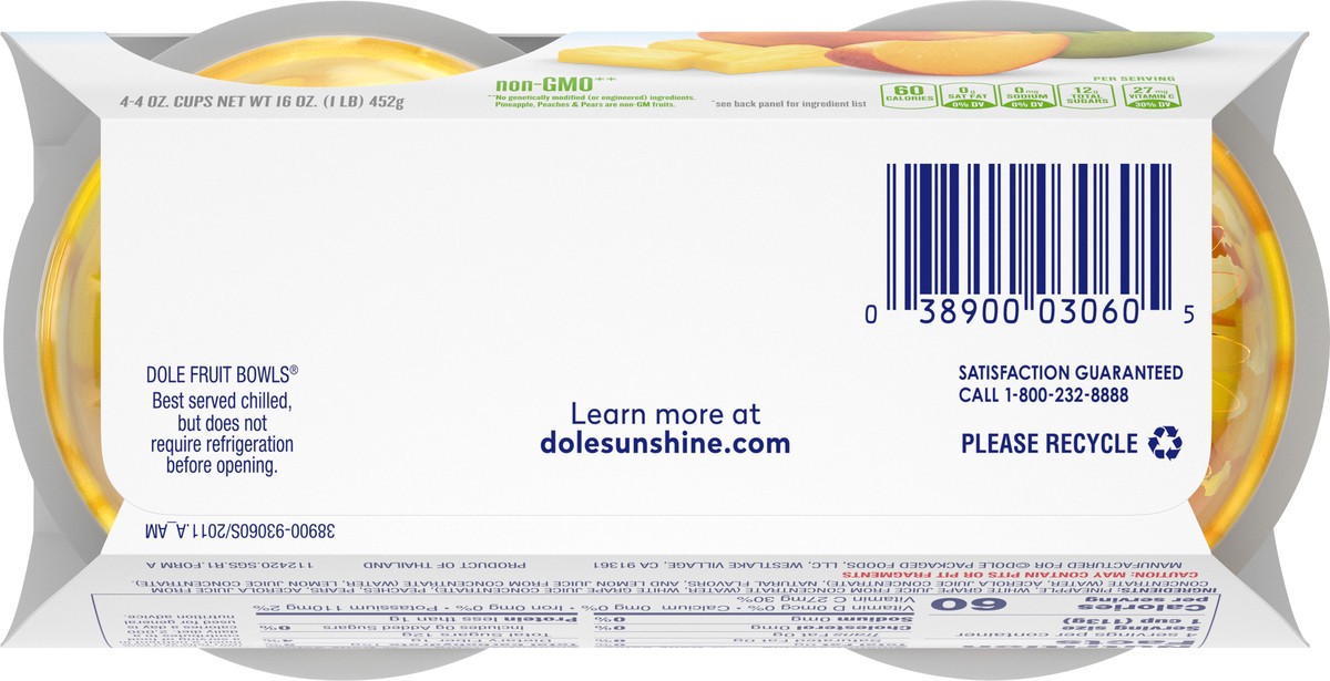 slide 6 of 9, Dole Fruit Bowls Mixed Fruit, 4 ct; 16 oz