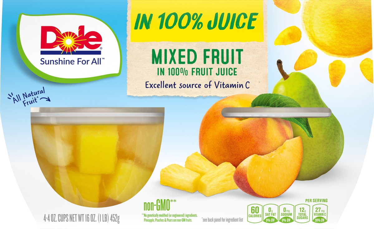 slide 3 of 9, Dole Fruit Bowls Mixed Fruit, 4 ct; 16 oz