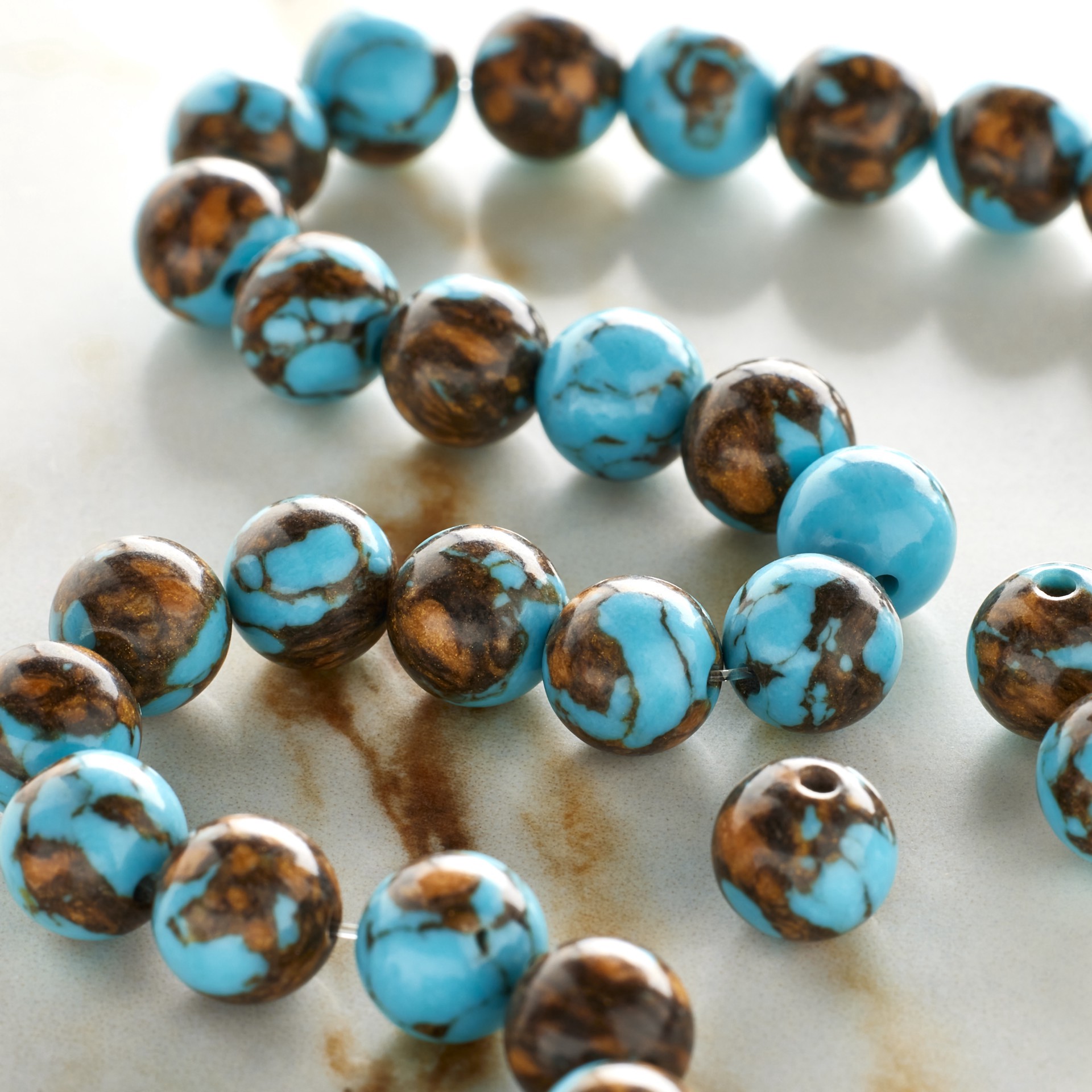 slide 2 of 3, Turquoise Siderolite Round Beads, 8mm By Bead Landing, 8mm