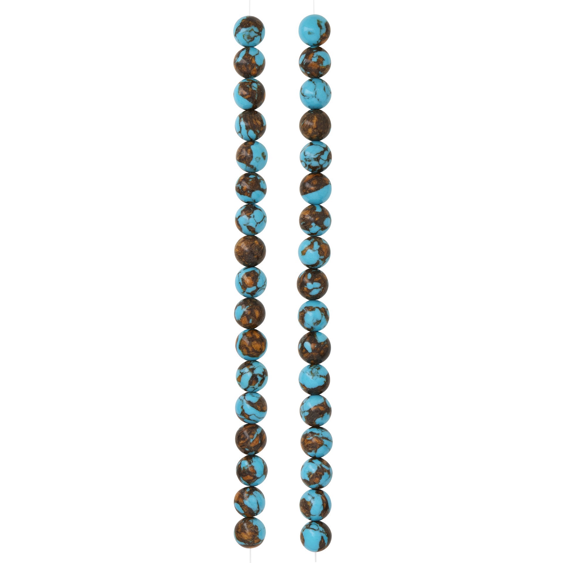 slide 3 of 3, Turquoise Siderolite Round Beads, 8mm By Bead Landing, 8mm