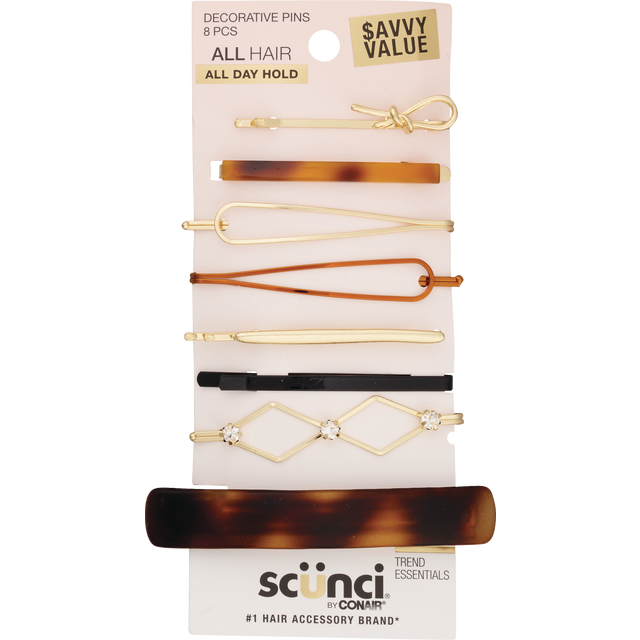 slide 1 of 1, scünci All Hair Decorative Pins 8 ea, 8 ct