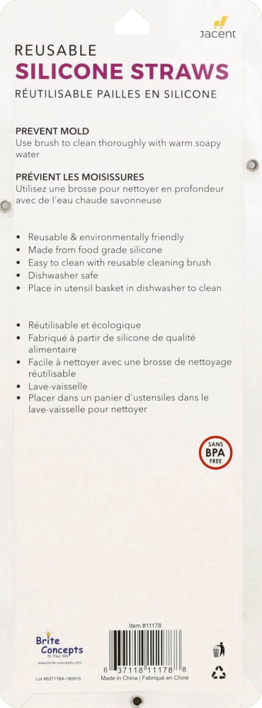 slide 2 of 2, Biosmart Silicone Straws, 7 ct