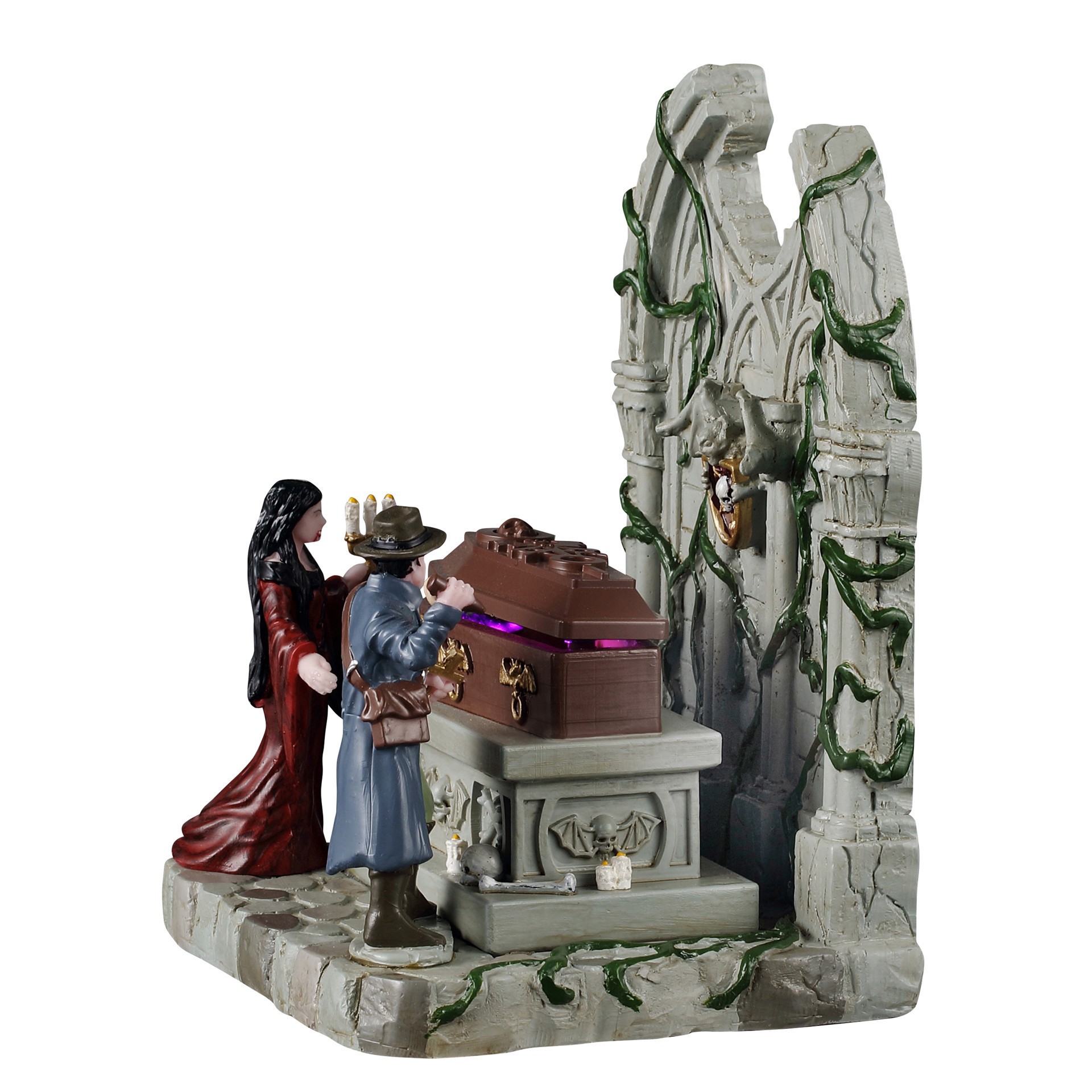 slide 3 of 3, Lemax Spooky Town Lighted Coffin, 5.31 in x 4.57 in x 3.54 in