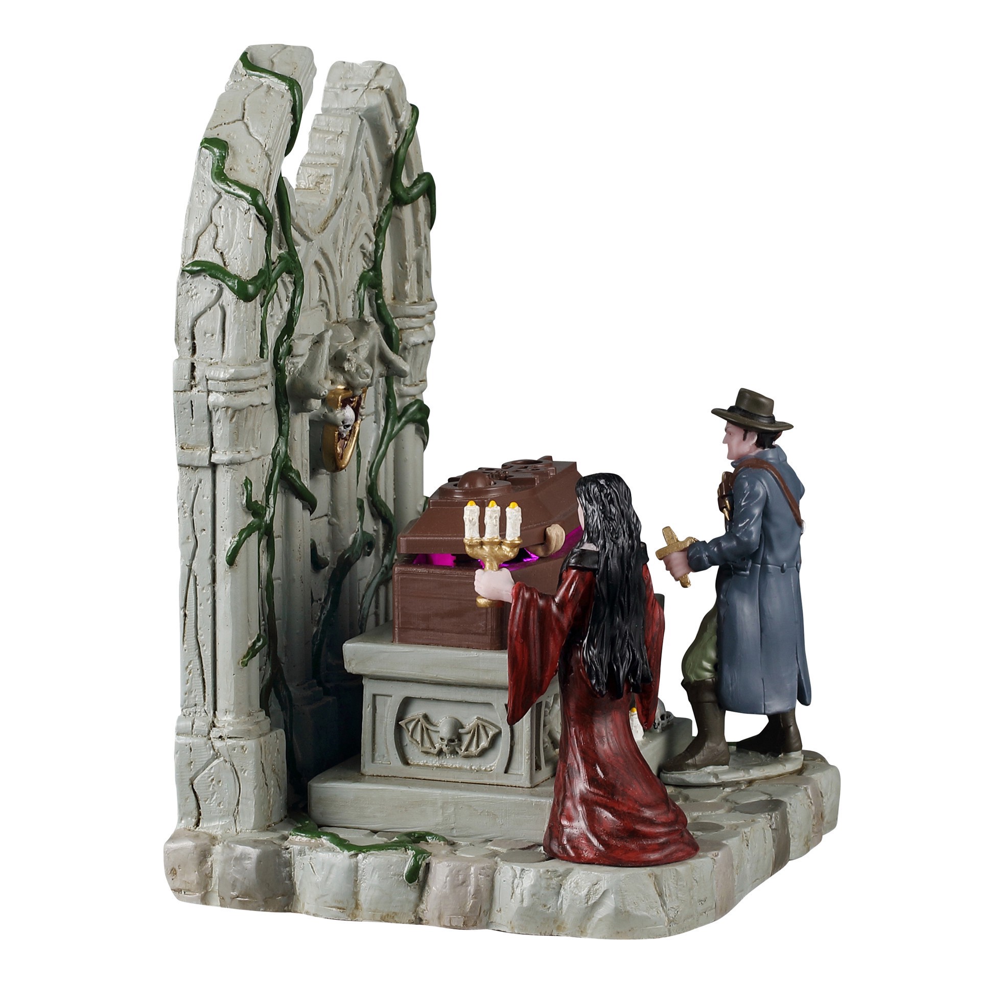 slide 2 of 3, Lemax Spooky Town Lighted Coffin, 5.31 in x 4.57 in x 3.54 in