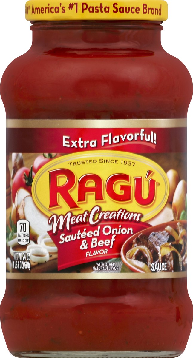 slide 5 of 6, Ragu Meat Creations Sauted Onion & Beef Sauce, 24 oz