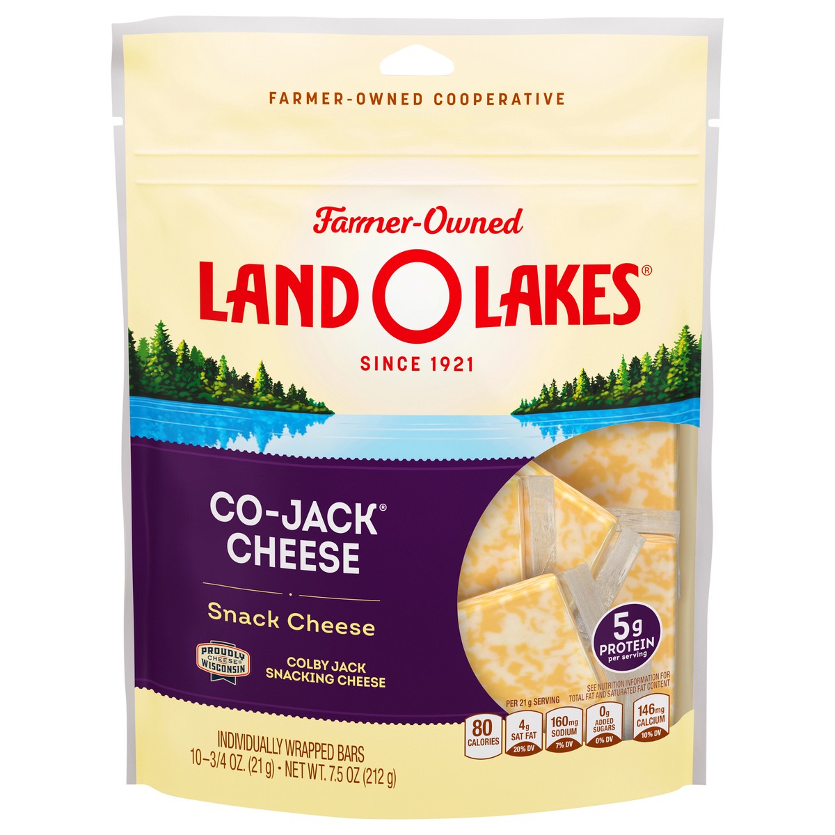 slide 1 of 11, Land O'Lakes Co-Jack Snack Cheese, 10 Count, 7.5 oz Bag, 7.5 oz