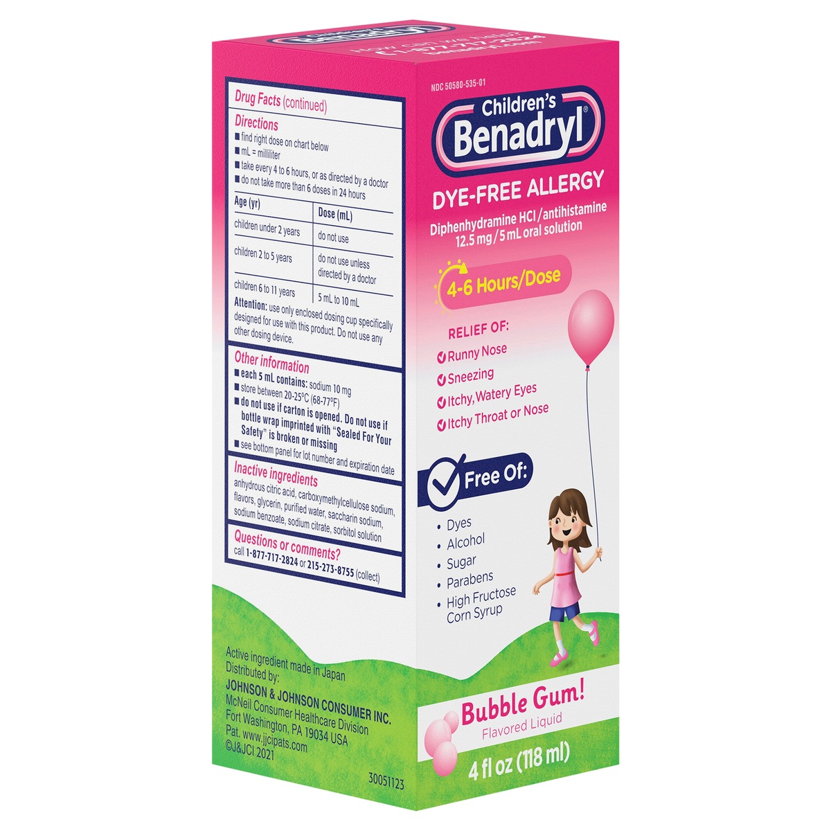 Children's Benadryl DyeFree Allergy Relief Liquid Medicine with